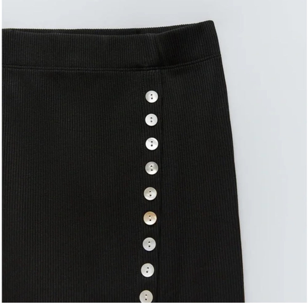 ZARA Pencil Basic Skirt Midi Casual Side Split Ribbed Knit Bodycon Skirt - Picture 5 of 8